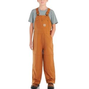 Carhartt Overall Coverall Bibs Duck Cloth Canvas Kids Size 14 Tan Farm Western